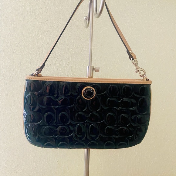 Coach Handbags - Coach Black and Tan Shoulder Bag / Wristlet